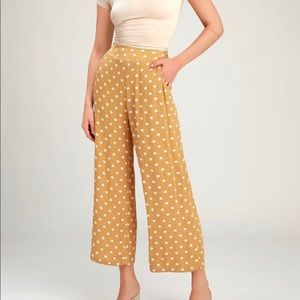Billabong Yellow & White Polka Dot Culotte Pants